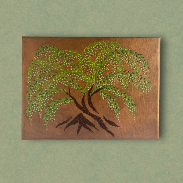 Umjetnička slika Drvo Masline slikana tehnikom točkanja na slikarskom platnu