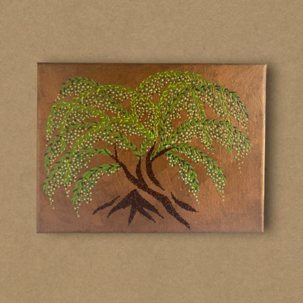 Umjetnička slika Drvo Masline slikana tehnikom točkanja na slikarskom platnu