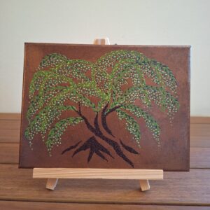 Umjetnička slika Drvo masline slikana je tehnikom točkanja na slikarskom platnu