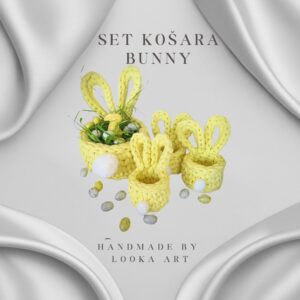 Set ručno rađenih košarica "Bunny" u žutoj boji.